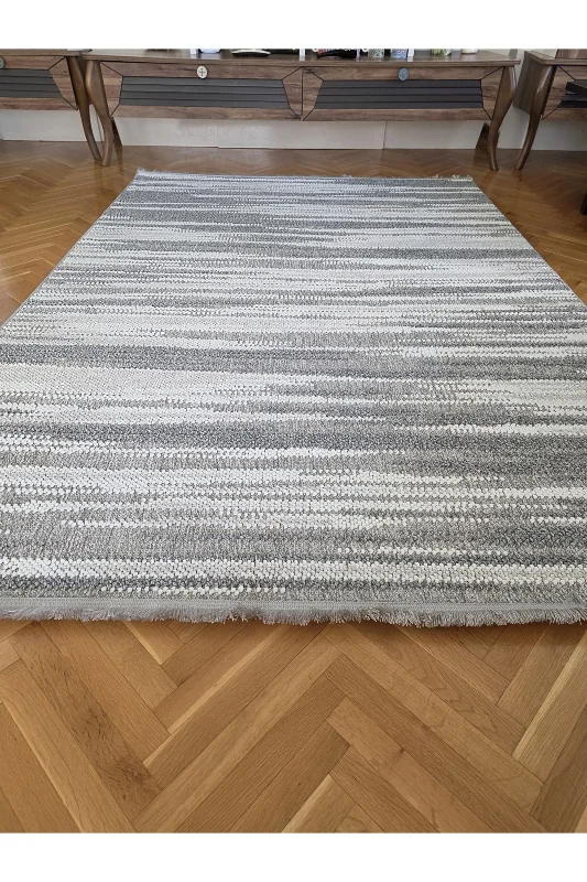 Enjoy 0140 Krem Gri İskandinav Sisal Bukle Yumuşak Özel Ölçü Salon Koridor Mutfak Halısı Yolluk