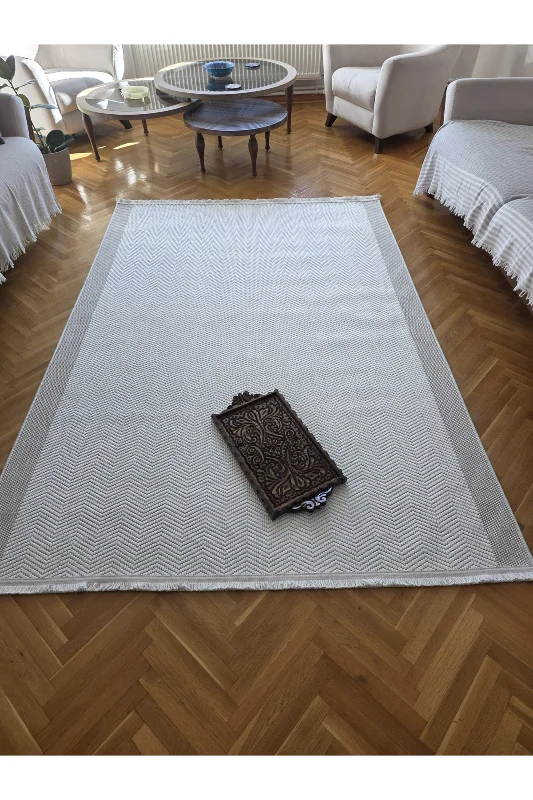 Bordürlü Sisal Krem Bej İskandinav Extra Yumuşak Özel Kesim Kolay Temizlenen Salon Koridor Halısı
