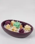 Sukulent Detaylı Kayık Dekoratif Mum 15x8,5cm Oval Taş Tozu — görsel 1