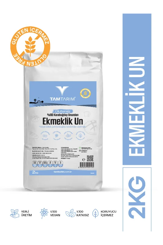 Glutensiz %100 Tam Çiğ Karabuğday Unundan Ekmeklik Un 2 Kg