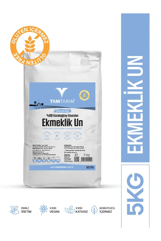Glutensiz %100 Tam Çiğ Karabuğday Unundan Ekmeklik Un 5 Kg