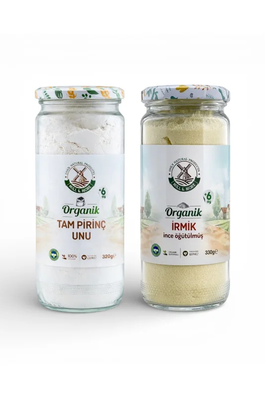 Organik Tam Pirinç Unu 320 g + Organik Bebek İrmiği 330 g Seti