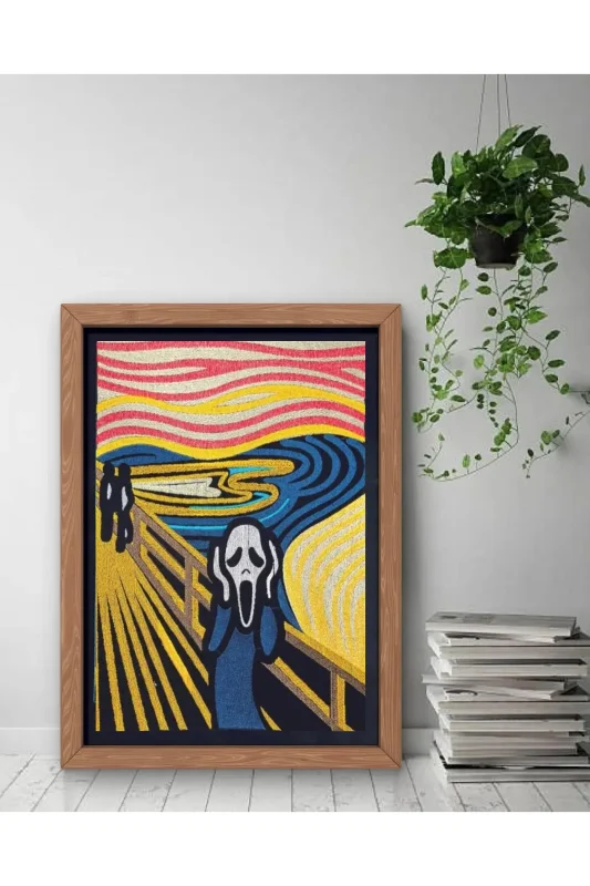 Çığlık Lin'e Art İllüstrasyon Nakış İşlemeli Tablo