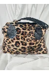 Leopar Desenli Fashion Yazılı Şal Fularlı Çift Saplı Omuz Çantası — görsel 2