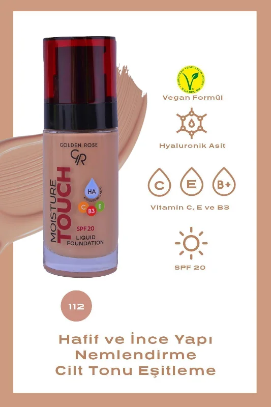 Moisture Touch Foundation No: 112 - Hyaluronik Asitli Nemlendirici Fondöten SPF 20 - 30 ml