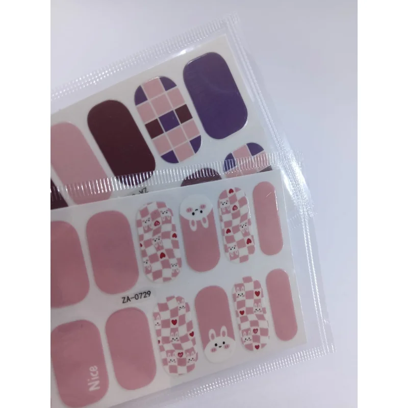 Kendinden Yapışkanlı Nail Sticker 2 Paket Tırnak Stickeri Takma Yapışkanlı Oje PembeTavşan