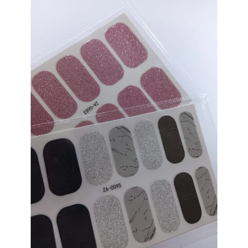 Kendinden Yapışkanlı Nail Sticker 2 Paket Tırnak Stickeri Takma Yapışkanlı Oje Pembe Siyah Simli