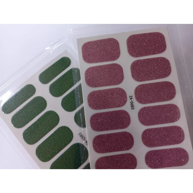 Kendinden Yapışkanlı Nail Sticker 2 Paket Tırnak Stickeri Takma Yapışkanlı Oje SimliYeşilPembe