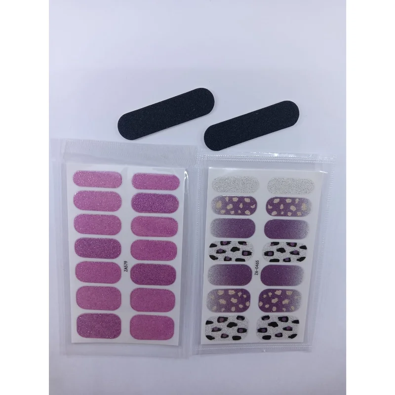 Kendinden Yapışkanlı Nail Sticker 2 Paket Tırnak Stickeri Takma Yapışkanlı Oje Mor Leopar