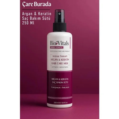 BioVitals - Argan & Keratin Saç Bakım Sütü 250 Ml (Yumuşaklık & Parlaklık)