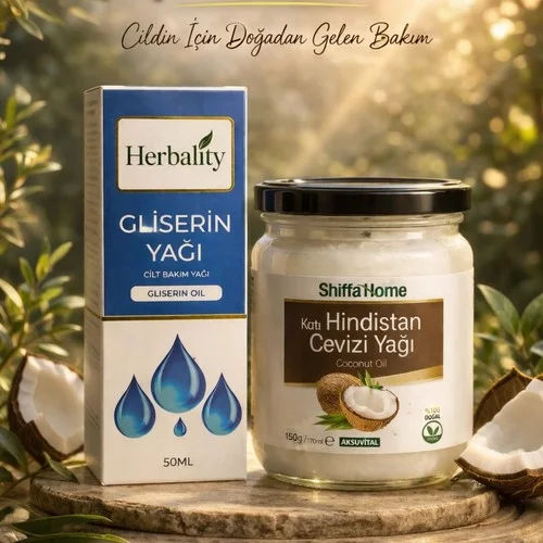 ÇareBurada Gliserin Yağı 50 ml. & Hindistan Cevizi Yağı 150 gr. | Nem Destekleyici Bakım Seti