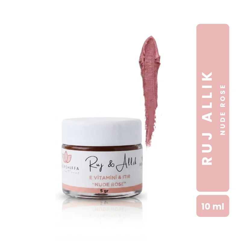 Bitkisel İçerikli Doğal Ruj Allık NUDE ROSE (Kavanoz) 5 gr