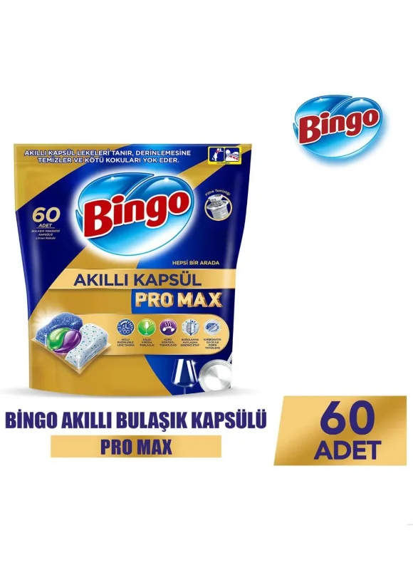 BİNGO Akıllı Kapsül Pro Max Bulaşık Makinesi Deterjanı Tableti 60’lı
