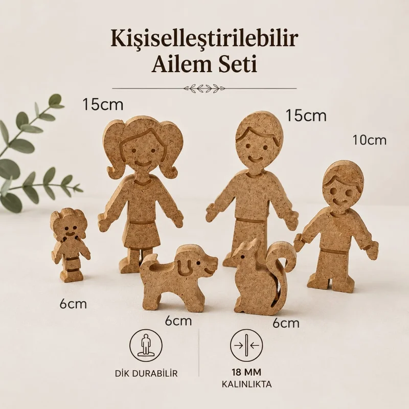 Kişiselleştirilebilir Ailem Ahşap Boyama Seti