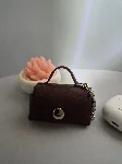 Gogo Charm Çanta Aksesuarı Mini Çanta Hakiki Deri Bordo — görsel 1