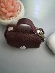 Gogo Charm Çanta Aksesuarı Mini Çanta Hakiki Deri Bordo — görsel 2