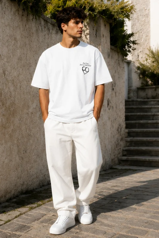 Erkek Streetwear Oversize Baskılı Kısa Kollu Tişört