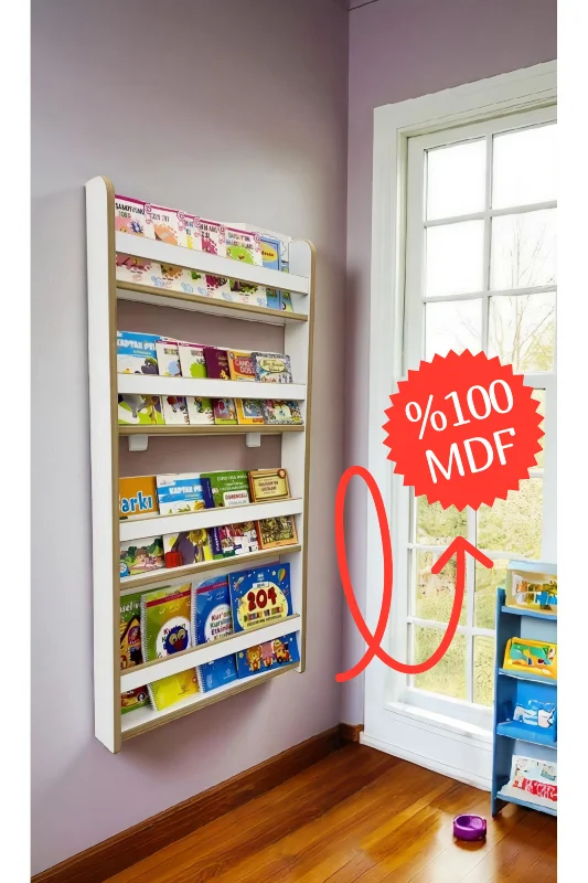 Natural 4 Raflı Kitaplık - Çocuk Odası Için Keşfet & Öğren Kitaplığı - 4 Raflı Montessori Kitaplık