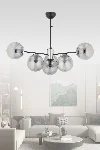 İBİZA 6'LI FÜME GLOB CAMLI MODERN SARKIT AVİZE OTURMA ODASI SALON ANTRE — görsel 1