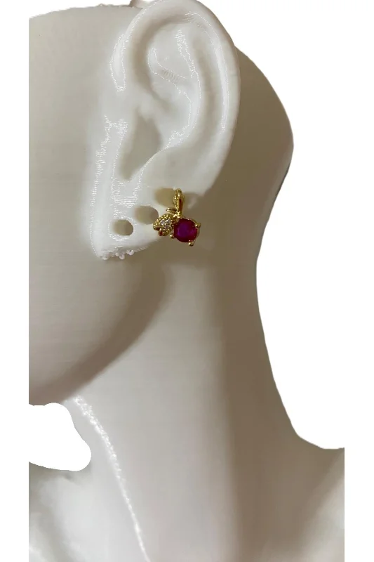 LALE TASARIM FUŞYA TAŞLI GOLD TRAGUS HELİX PEARSING KIKIRDAK KÜPE ÇELİK (HEDİYELİ)