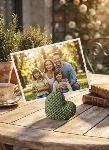Örgü Kalp Fotoğraf ve Not Tutucu – Dekoratif Masaüstü Stand — görsel 1