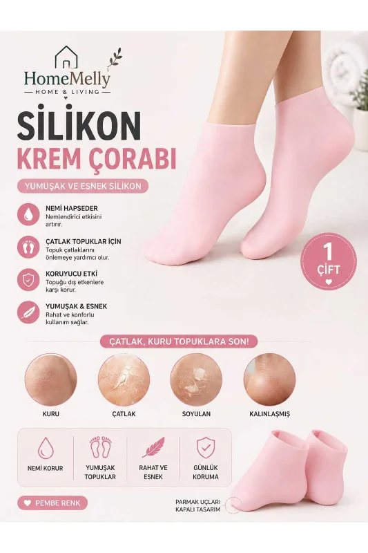 Topuk Çatlak Giderici Onarıcı Ayak Kremi Çorabı – Kuruluk ve Sertlik Önleyici Bakım Ürünü