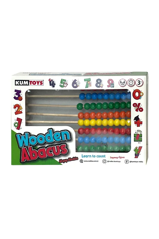 Ahşap Abaküs Doğal Ahşap Montessori Kutu Oyunu Akıl Oyunu Renkli Sayı Boncuk Eğitici Geliştiri