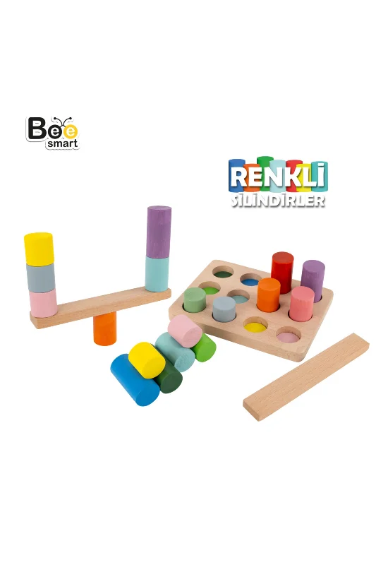 Renkli Silindir Yerleştirme Eğitici Silindir Montessori Oyuncakları