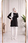 Laleay Zarif 5 Papatya Nakışlı Bluz-SS13148 Siyah — görsel 2