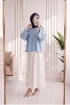 Nigar Geniş Kol Çilek Bluz-AS5979 Mavi — görsel 1