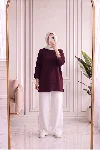 Sırmahan Kol Manşetli Yırtmaçlı Tunik-NA912 Bordo — görsel 1